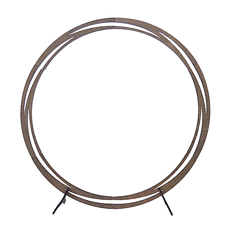 8 ft Round Natural Wood Wedding Arch Backdrop Stand - Brown BKDP_STNDCIR2_NAT