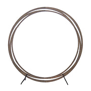 8 ft Round Natural Wood Wedding Arch Backdrop Stand - Brown BKDP_STNDCIR2_NAT