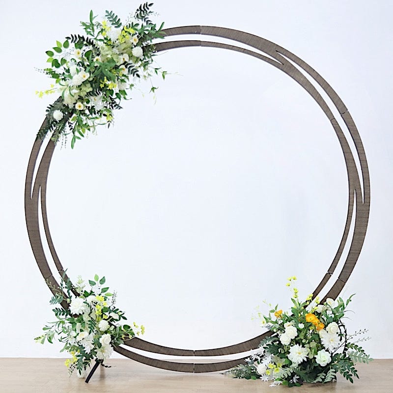 8 ft Round Natural Wood Wedding Arch Backdrop Stand - Brown BKDP_STNDCIR2_NAT