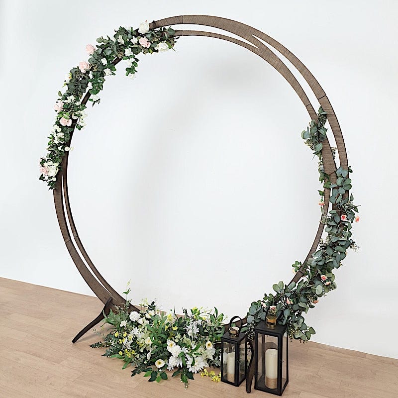 8 ft Round Natural Wood Wedding Arch Backdrop Stand - Brown BKDP_STNDCIR2_NAT