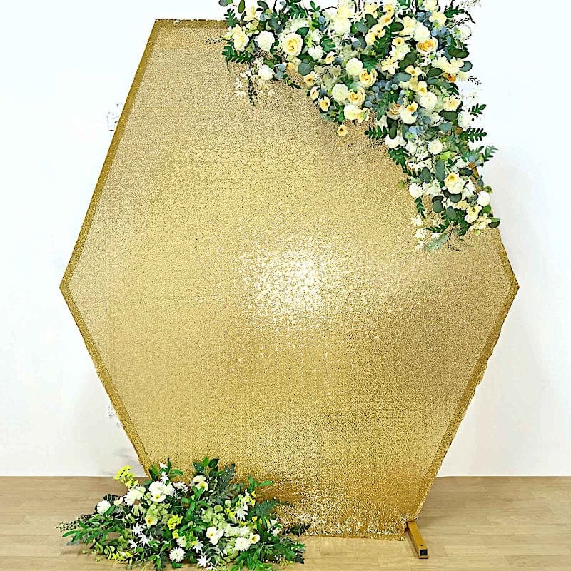 8 ft Sparkle Sequin Hexagon Backdrop Stand Cover Wedding Decorations