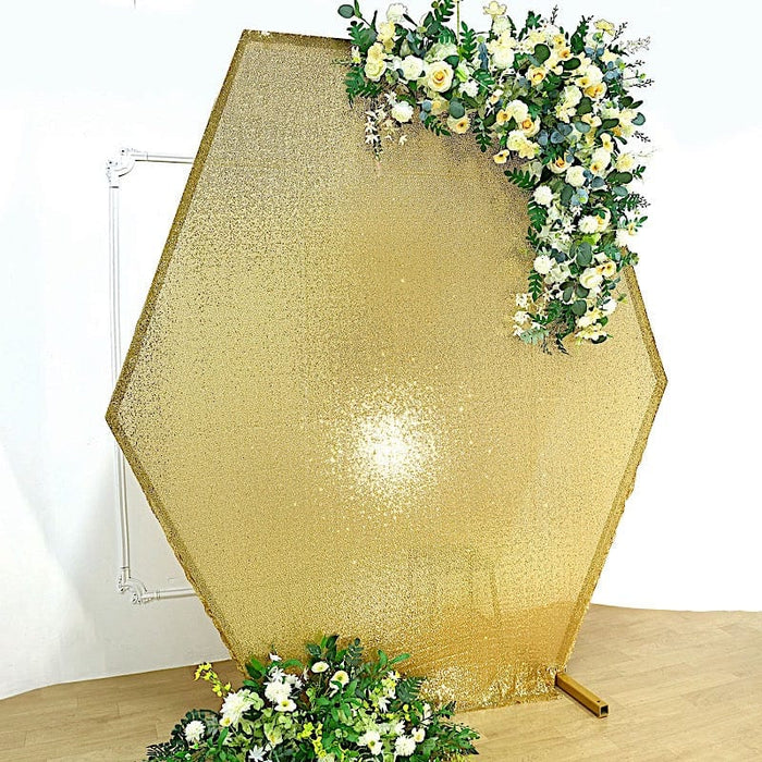 8 ft Sparkle Sequin Hexagon Backdrop Stand Cover Wedding Decorations