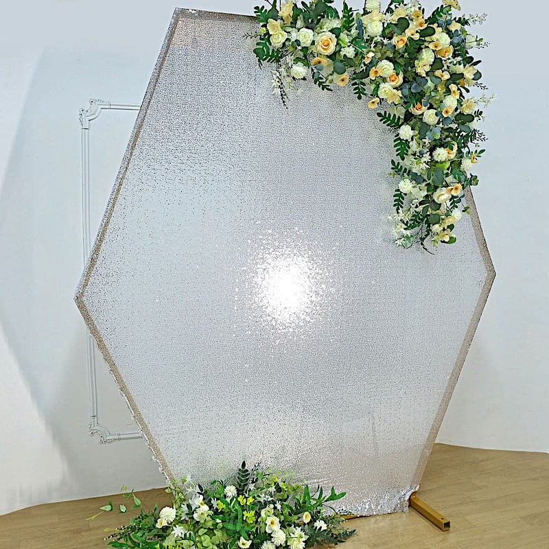 8 ft Sparkle Sequin Hexagon Backdrop Stand Cover Wedding Decorations