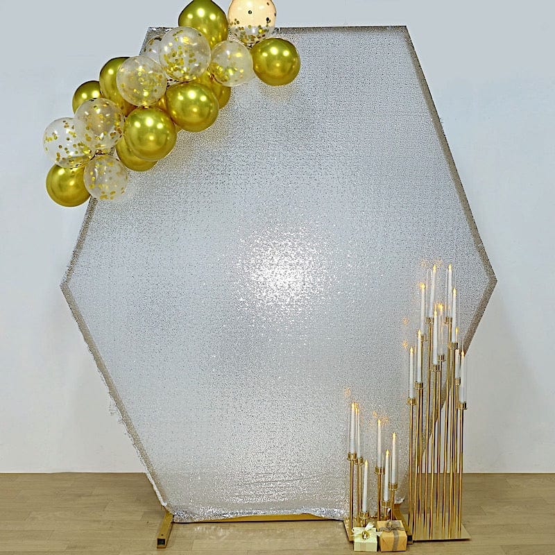 8 ft Sparkle Sequin Hexagon Backdrop Stand Cover Wedding Decorations