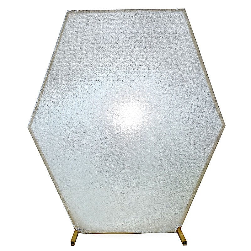 8 ft Sparkle Sequin Hexagon Backdrop Stand Cover Wedding Decorations BKDP_STNDHEX1_02_SILV