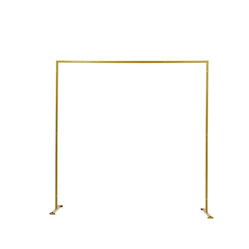 8 ft tall Square Metal Wedding Arch Backdrop Stand - Gold BKDP_STNDREC1_GOLD