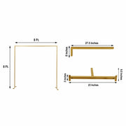 8 ft tall Square Metal Wedding Arch Backdrop Stand - Gold BKDP_STNDREC1_GOLD