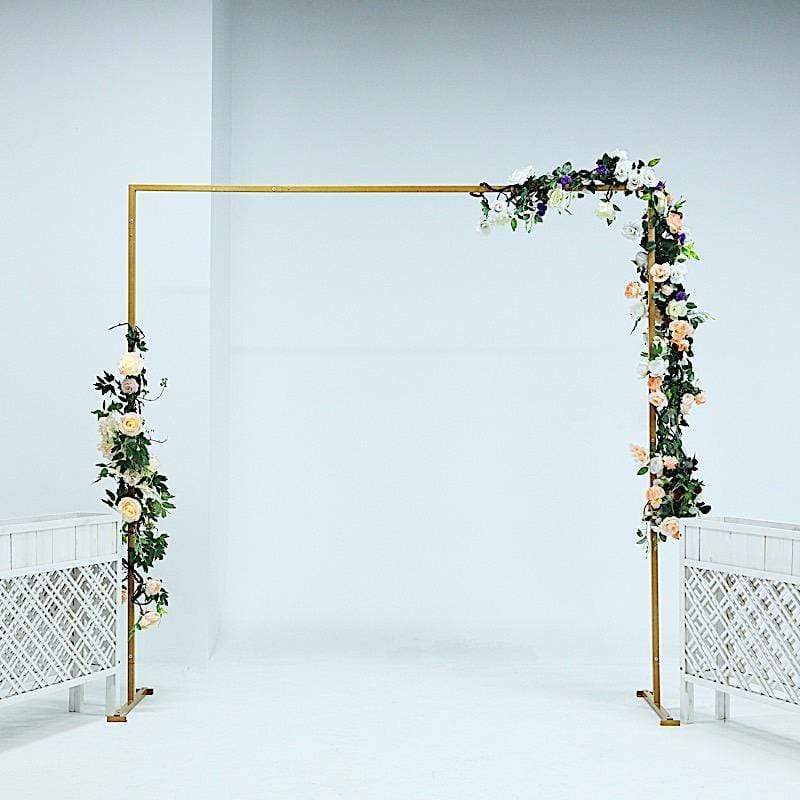 8 ft tall Square Metal Wedding Arch Backdrop Stand - Gold BKDP_STNDREC1_GOLD