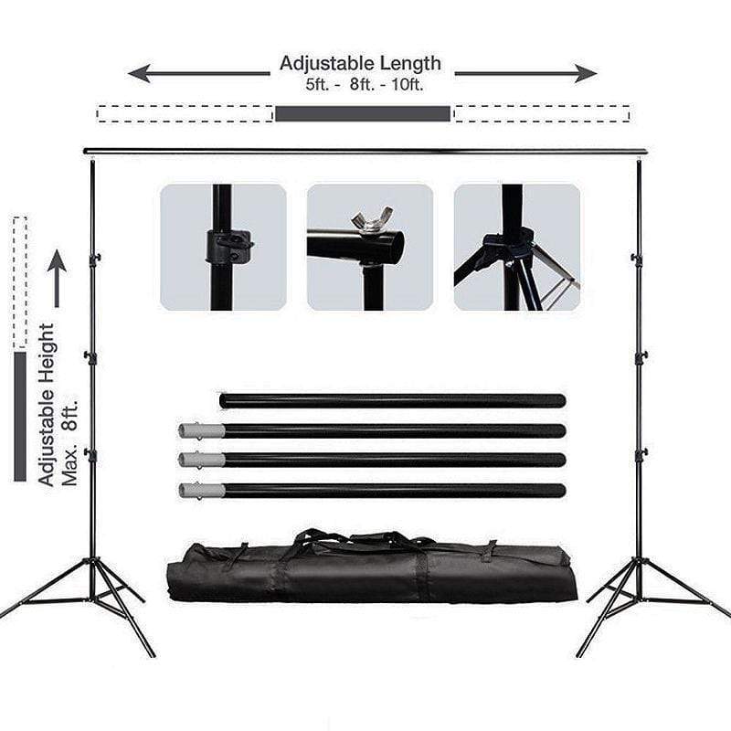 8 ft x 10 ft Photography Backdrop Stand Kit - Black BKDP_STND09