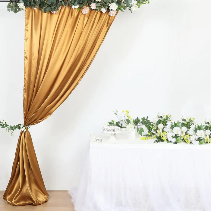 8 ft x 10 ft Satin Backdrop Curtain Photo Booth Decorations BKDP_STN_8X10_GOLD