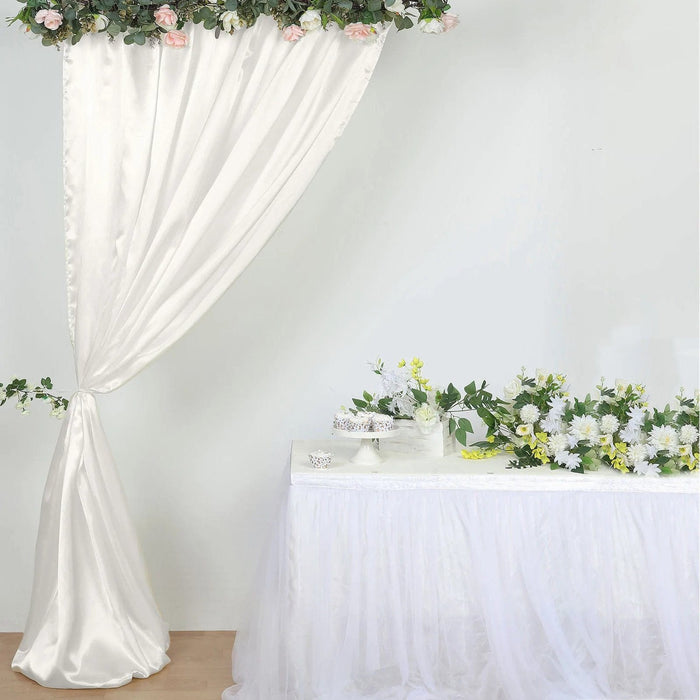 8 ft x 10 ft Satin Backdrop Curtain Photo Booth Decorations BKDP_STN_8X10_IVR