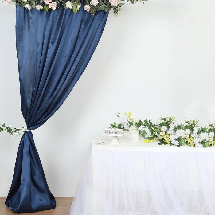 8 ft x 10 ft Satin Backdrop Curtain Photo Booth Decorations BKDP_STN_8X10_NAVY