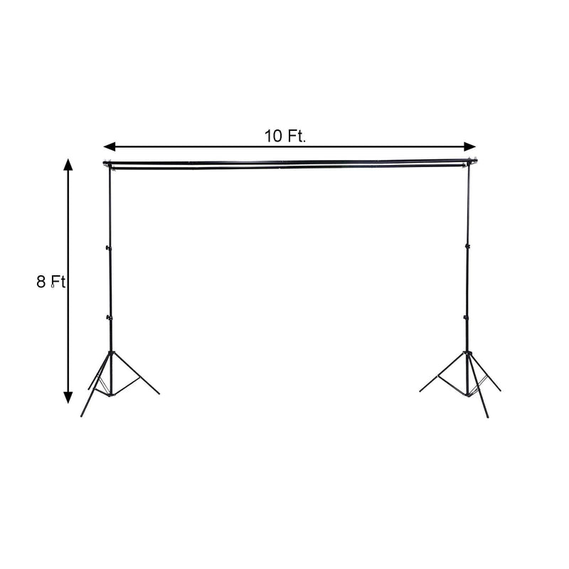 8 ft x 10 ft Triple Crossbar Adjustable Photography Backdrop Stand - Black BKDP_STND09_A