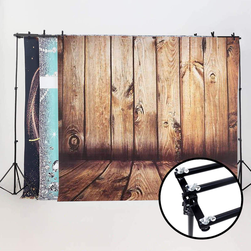 8 ft x 10 ft Triple Crossbar Adjustable Photography Backdrop Stand - Black BKDP_STND09_A