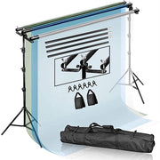 8 ft x 10 ft Triple Crossbar Adjustable Photography Backdrop Stand - Black BKDP_STND09_A