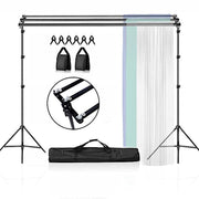 8 ft x 10 ft Triple Crossbar Adjustable Photography Backdrop Stand - Black BKDP_STND09_A