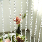 8 ft x 3 ft Clear Acrylic Diamond Cut Beaded Door Curtain With Metal Rod Top CUR_F01_96_CLR