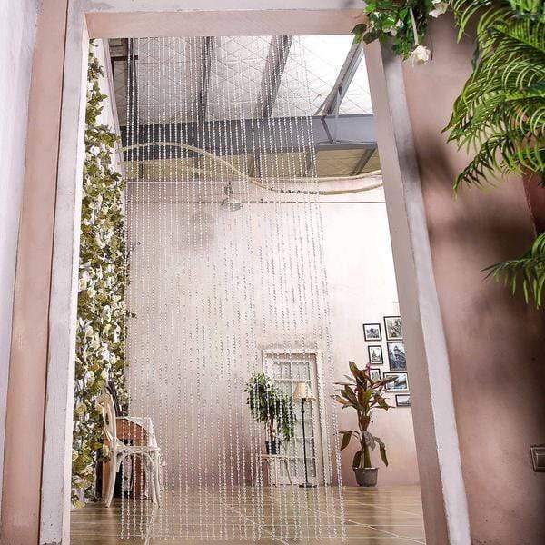 8 ft x 3 ft Clear Acrylic Diamond Cut Beaded Door Curtain With Metal Rod Top CUR_F01_96_CLR