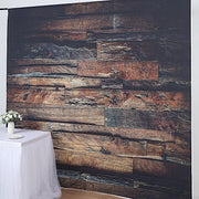 8 ft x 8 ft Printed Vinyl Photo Backdrop 3D Wood Design Party Banner - Dark Brown BKDP_VIN_8X8_WOD08