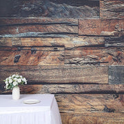 8 ft x 8 ft Printed Vinyl Photo Backdrop 3D Wood Design Party Banner - Dark Brown BKDP_VIN_8X8_WOD08