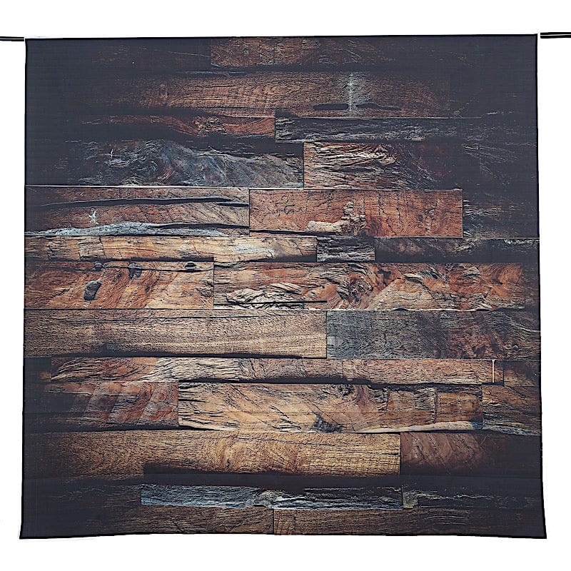 8 ft x 8 ft Printed Vinyl Photo Backdrop 3D Wood Design Party Banner - Dark Brown BKDP_VIN_8X8_WOD08