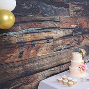 8 ft x 8 ft Printed Vinyl Photo Backdrop 3D Wood Design Party Banner - Dark Brown BKDP_VIN_8X8_WOD08