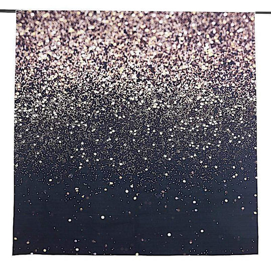 8 ft x 8 ft Printed Vinyl Photo Backdrop Black and Gold Glitter Party Banner BKDP_VIN_8X8_GLIT02