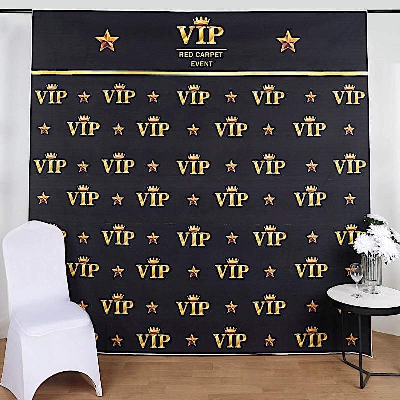 8 ft x 8 ft Printed Vinyl Photo Backdrop Gold VIP Crown Design Party Banner BKDP_VIN_8X8_VIP02