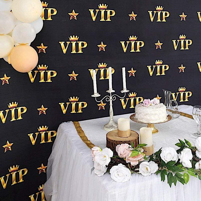 8 ft x 8 ft Printed Vinyl Photo Backdrop Gold VIP Crown Design Party Banner BKDP_VIN_8X8_VIP02