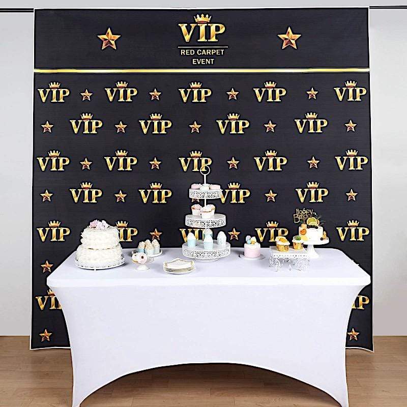 8 ft x 8 ft Printed Vinyl Photo Backdrop Gold VIP Crown Design Party Banner BKDP_VIN_8X8_VIP02