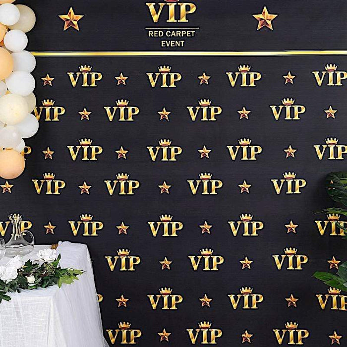 8 ft x 8 ft Printed Vinyl Photo Backdrop Gold VIP Crown Design Party Banner