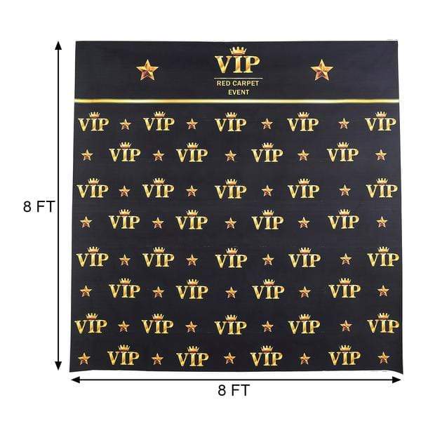 8 ft x 8 ft Printed Vinyl Photo Backdrop Gold VIP Crown Design Party Banner