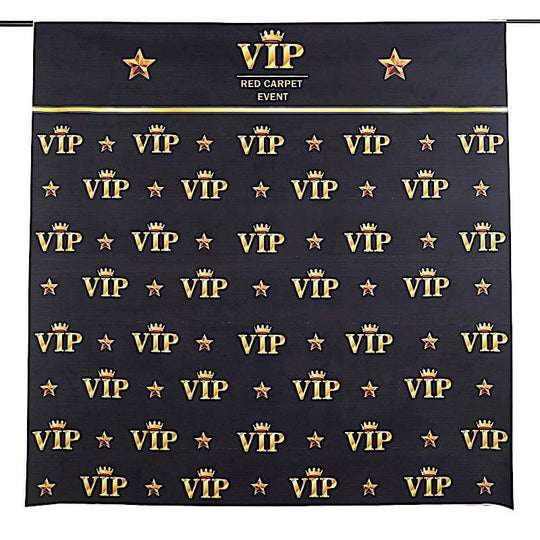 8 ft x 8 ft Printed Vinyl Photo Backdrop Gold VIP Crown Design Party Banner BKDP_VIN_8X8_VIP02