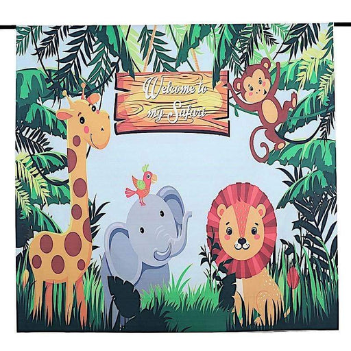 8 ft x 8 ft Printed Vinyl Photo Backdrop Jungle Safari Animals Party Banner BKDP_VIN_8X8_BABY03