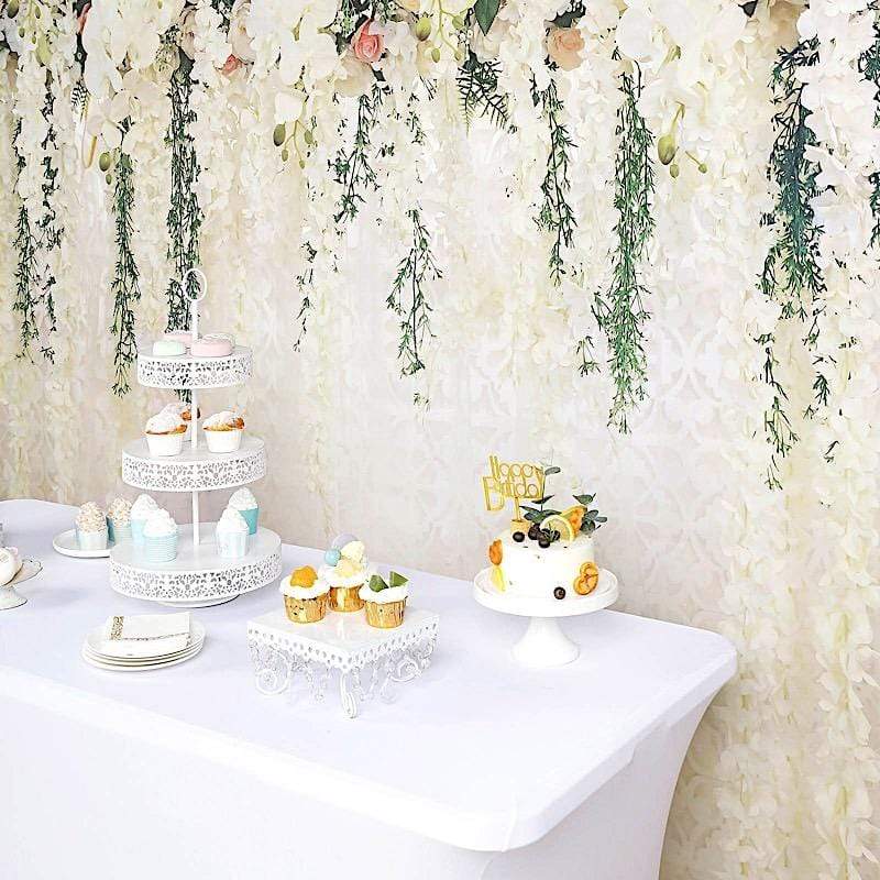 8 ft x 8 ft Printed Vinyl Photo Backdrop White Roses Party Banner BKDP_VIN_8X8_ARTI02