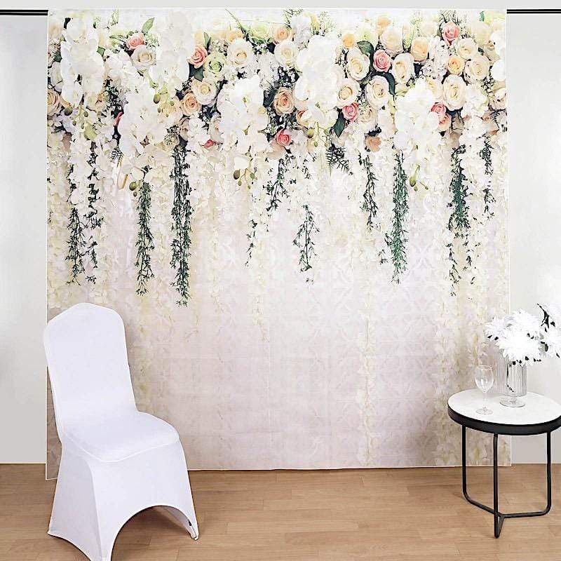 8 ft x 8 ft Printed Vinyl Photo Backdrop White Roses Party Banner BKDP_VIN_8X8_ARTI02