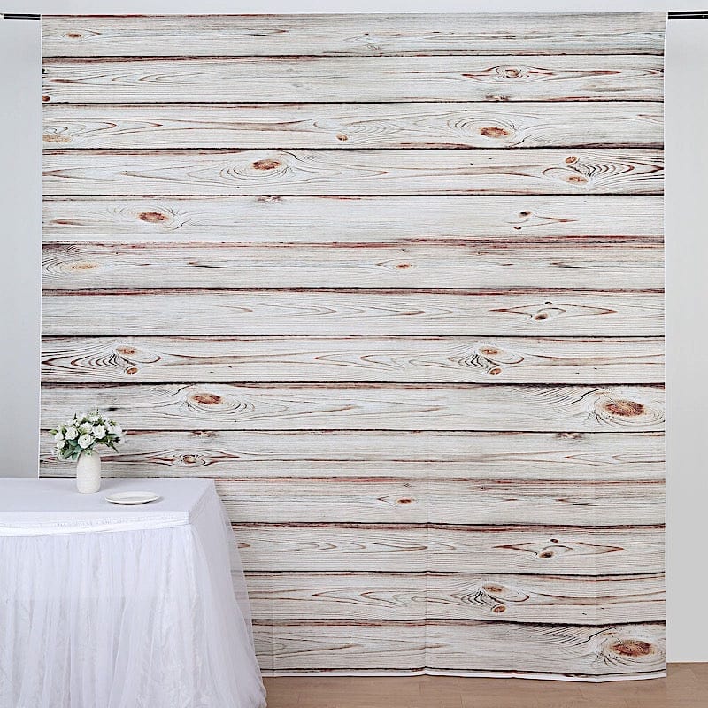 8 ft x 8 ft Printed Vinyl Photo Backdrop Wood Design Party Banner - White Washed BKDP_VIN_8X8_WOD06