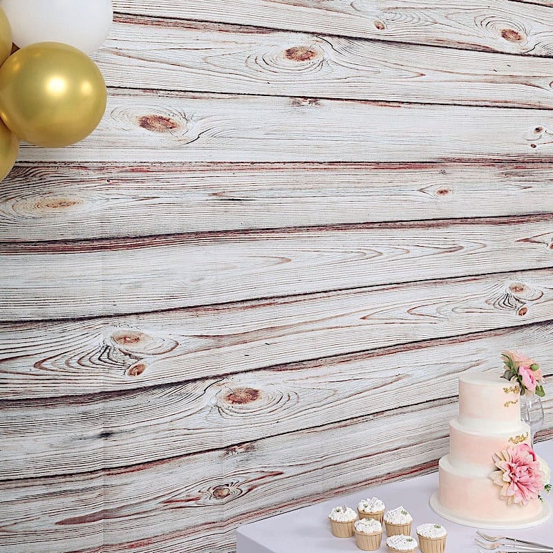 8 ft x 8 ft Printed Vinyl Photo Backdrop Wood Design Party Banner - White Washed BKDP_VIN_8X8_WOD06