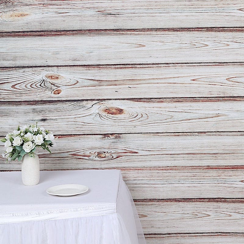 8 ft x 8 ft Printed Vinyl Photo Backdrop Wood Design Party Banner - White Washed BKDP_VIN_8X8_WOD06