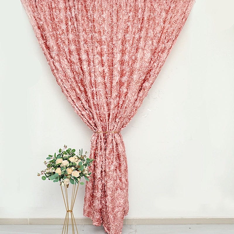 8 ft x 8 ft Satin Rosette Backdrop Curtain Photo Booth Decorations