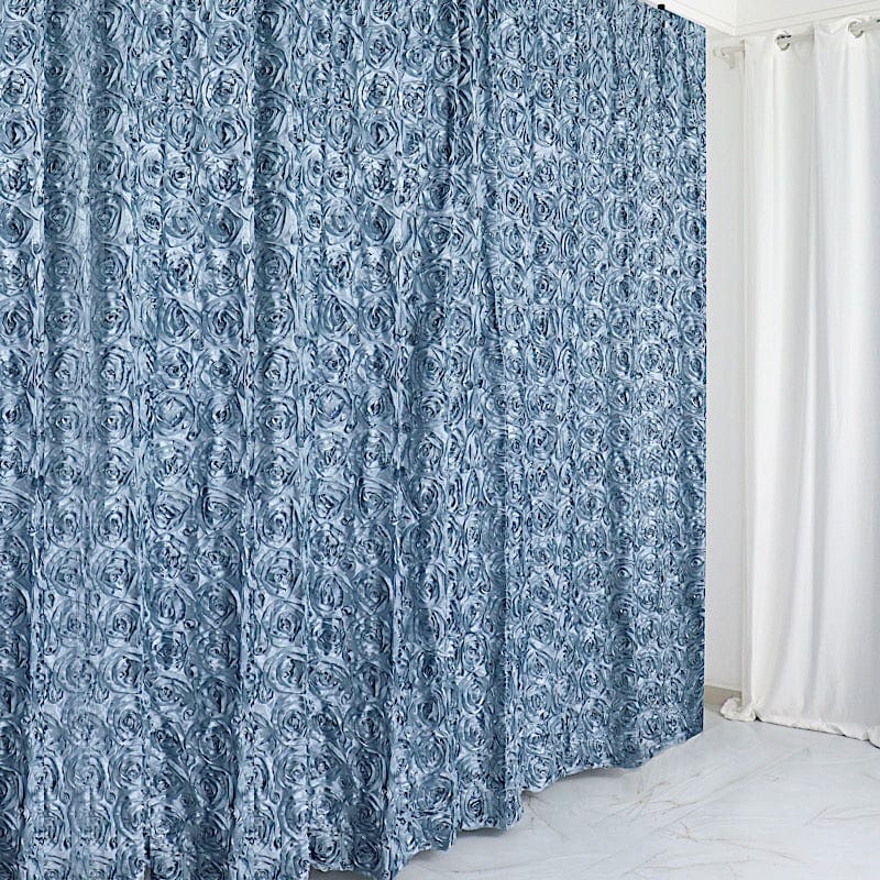 8 ft x 8 ft Satin Rosette Backdrop Curtain Photo Booth Decorations