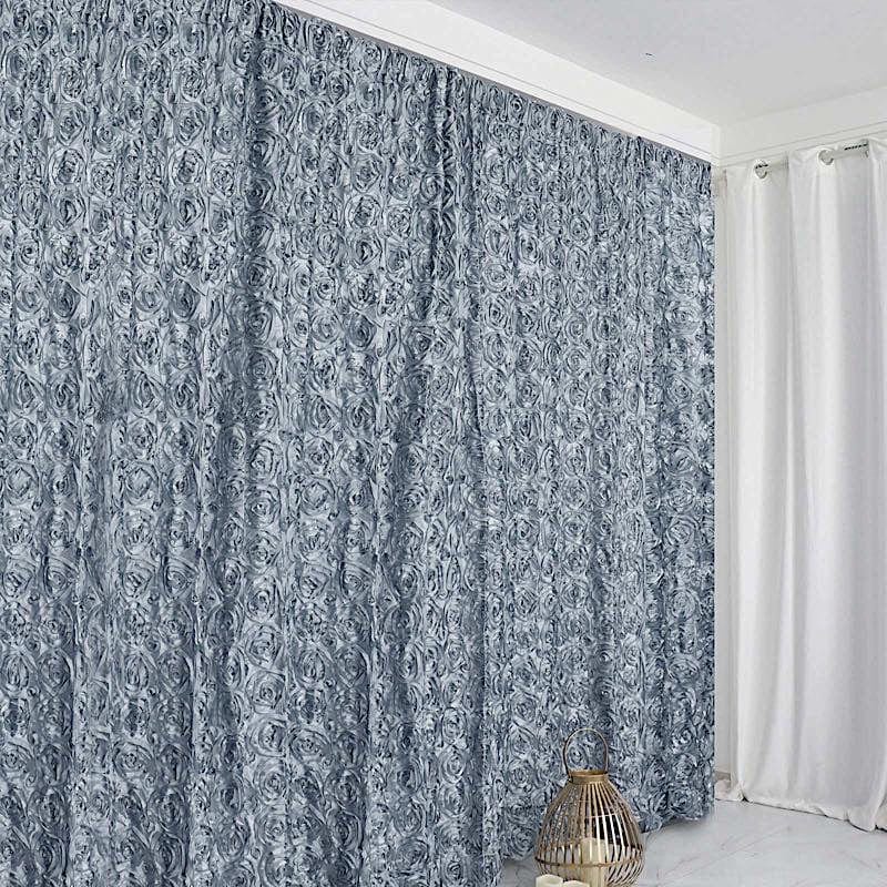 8 ft x 8 ft Satin Rosette Backdrop Curtain Photo Booth Decorations