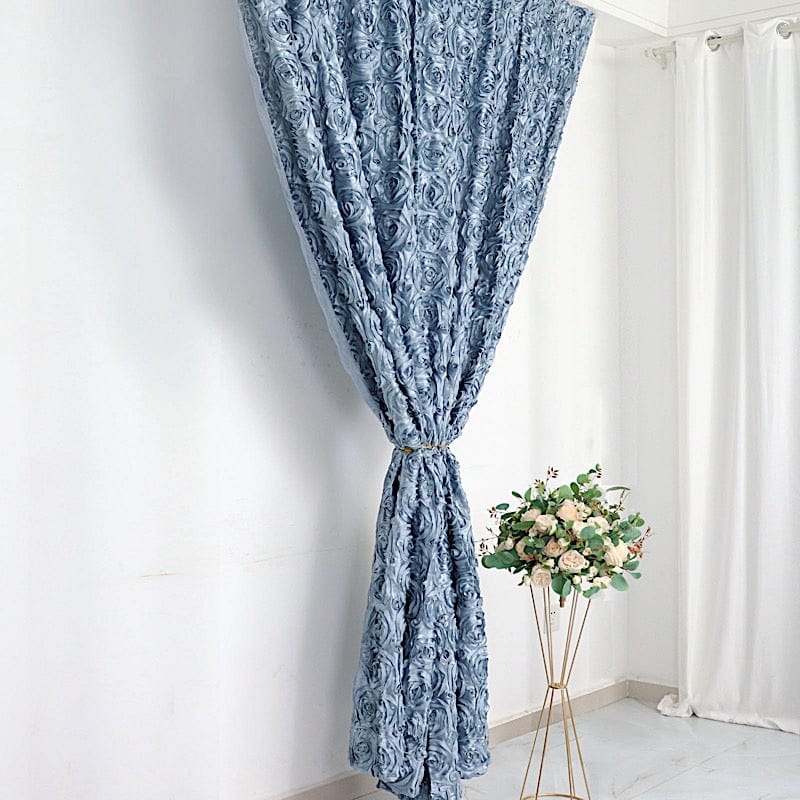 8 ft x 8 ft Satin Rosette Backdrop Curtain Photo Booth Decorations