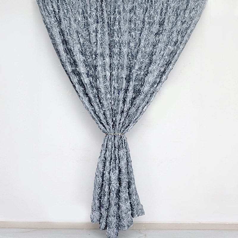 8 ft x 8 ft Satin Rosette Backdrop Curtain Photo Booth Decorations