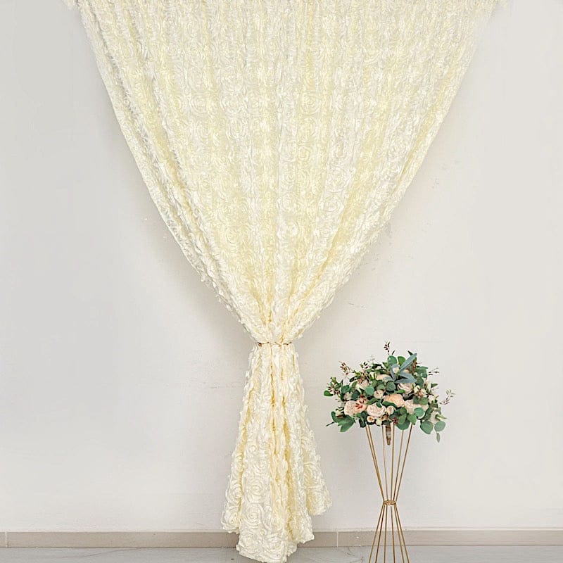 8 ft x 8 ft Satin Rosette Backdrop Curtain Photo Booth Decorations