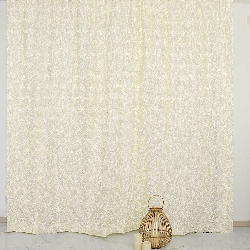 8 ft x 8 ft Satin Rosette Backdrop Curtain Photo Booth Decorations