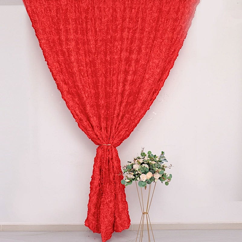 8 ft x 8 ft Satin Rosette Backdrop Curtain Photo Booth Decorations