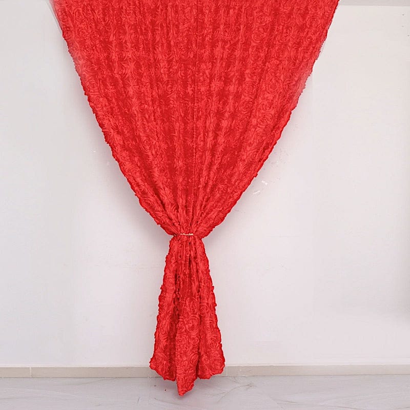 8 ft x 8 ft Satin Rosette Backdrop Curtain Photo Booth Decorations