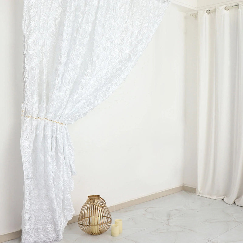 8 ft x 8 ft Satin Rosette Backdrop Curtain Photo Booth Decorations