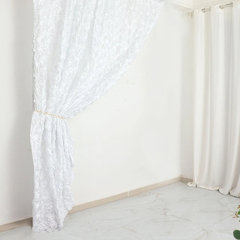 8 ft x 8 ft Satin Rosette Backdrop Curtain Photo Booth Decorations